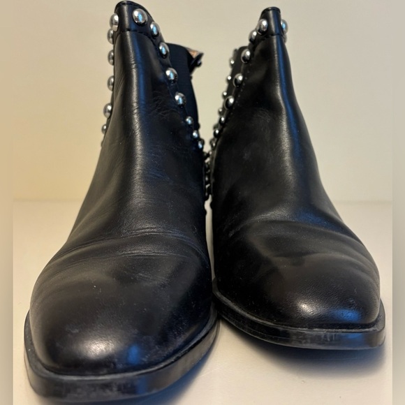 Zara Black Silver Studded Chelsea style slip on leather Ankle Booties women's 38 - Picture 3 of 10